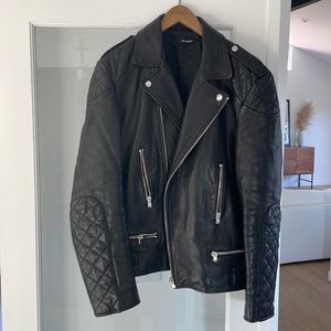 KOOPLES MEN’S XL BLACK MOTO LEATHER JACKET